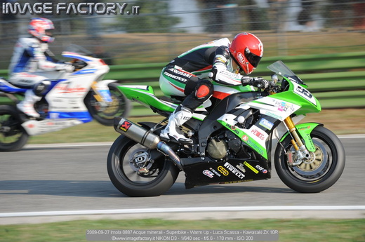 2009-09-27 Imola 0887 Acque minerali - Superbike - Warm Up - Luca Scassa - Kawasaki ZX 10R